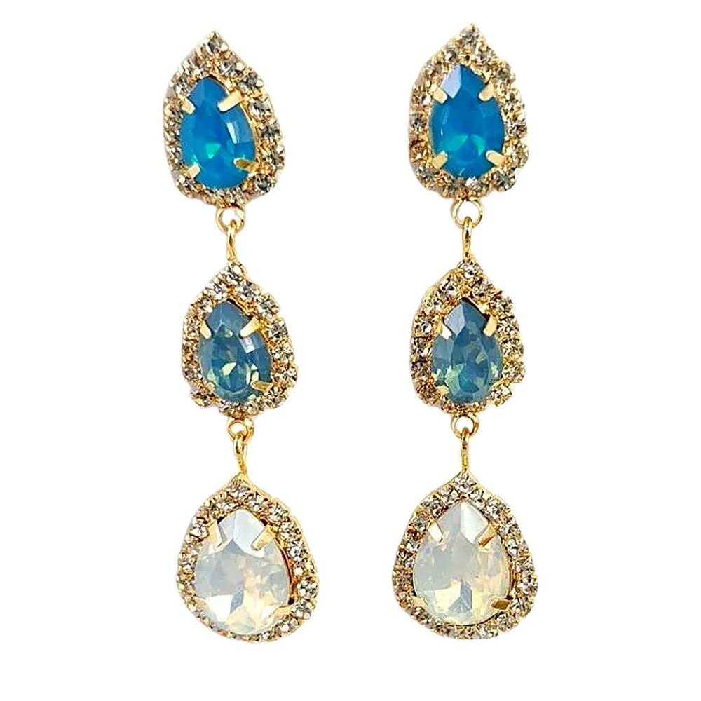 NWOT  Ocean Blue Crystal Dangle Earrings